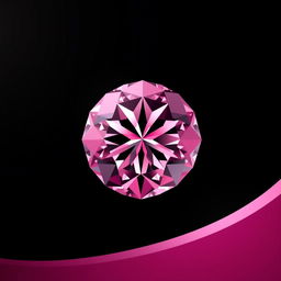 A large, beautiful pink diamond located in the corner of the image, elegantly faded into a deep black background