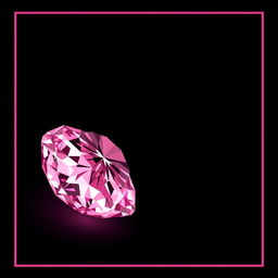 A large, beautiful pink diamond located in the corner of the image, elegantly faded into a deep black background