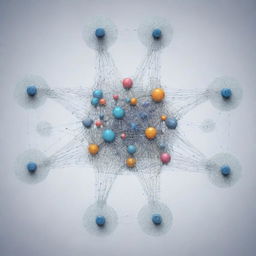 An intricate representation of a complex machine learning model, featuring interconnected nodes, layers and weights that symbolize the data processing and neural networking.