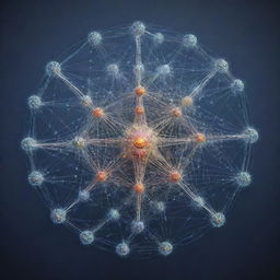 An intricate representation of a complex machine learning model, featuring interconnected nodes, layers and weights that symbolize the data processing and neural networking.