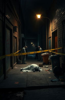 A detailed crime scene investigation in an urban setting