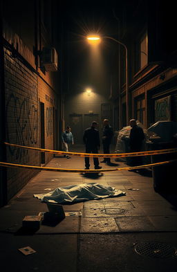 A detailed crime scene investigation in an urban setting