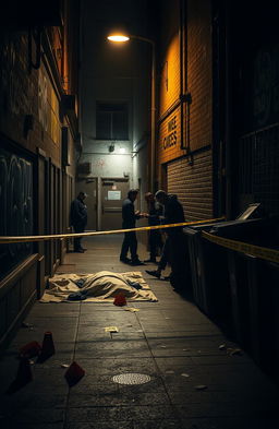 A detailed crime scene investigation in an urban setting