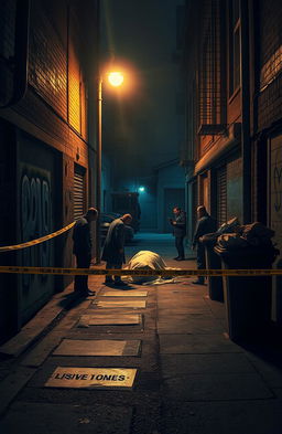 A detailed crime scene investigation in an urban setting