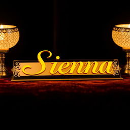 A creative and eye-catching image of a name plate that reads 'Sienna' in a stylish, elegant font