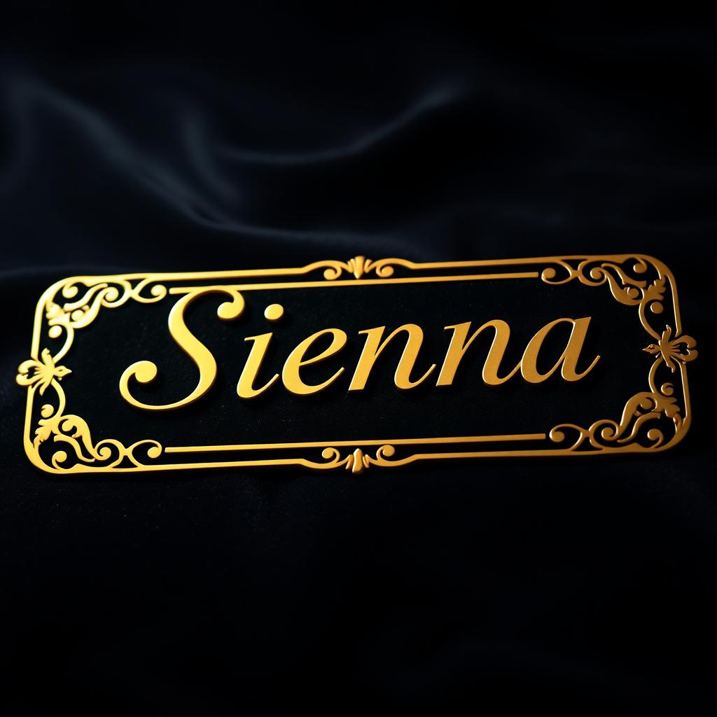 A creative and eye-catching image of a name plate that reads 'Sienna' in a stylish, elegant font