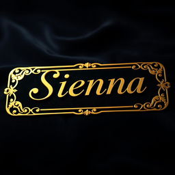 A creative and eye-catching image of a name plate that reads 'Sienna' in a stylish, elegant font