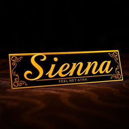 A creative and eye-catching image of a name plate that reads 'Sienna' in a stylish, elegant font