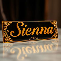 A creative and eye-catching image of a name plate that reads 'Sienna' in a stylish, elegant font