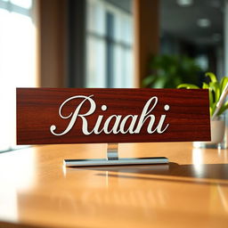 An elegant and visually appealing image of a name plate that reads 'Ridhi' in a beautiful cursive font