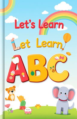 A vibrant and engaging book cover design for a children's book titled 'Let's Learn ABC'