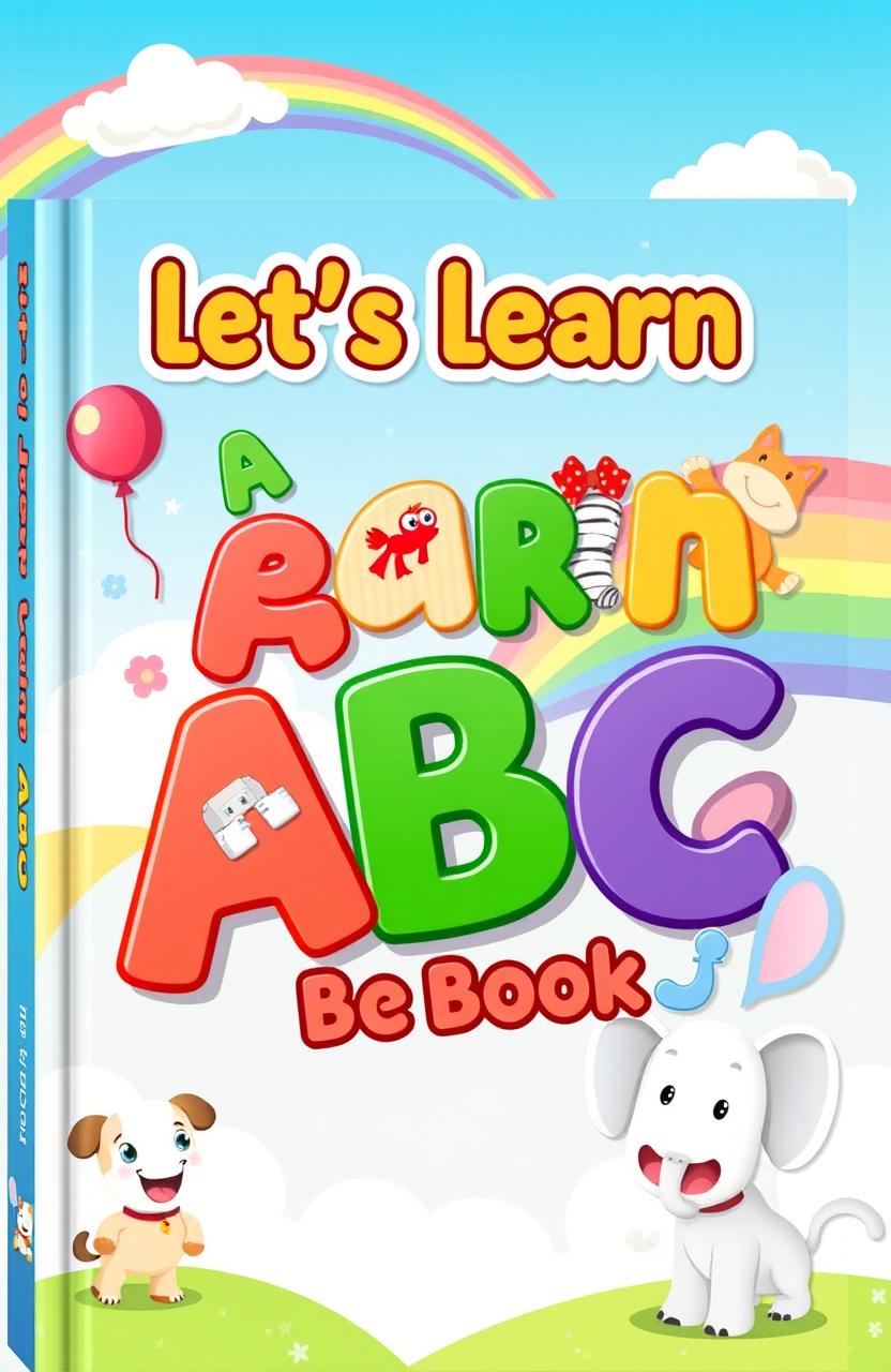 A vibrant and engaging book cover design for a children's book titled 'Let's Learn ABC'