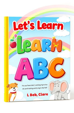 A vibrant and engaging book cover design for a children's book titled 'Let's Learn ABC'