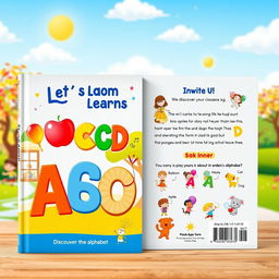 A captivating and colorful book cover design for a children's book titled 'Let's Learn ABCD for Classes KG'