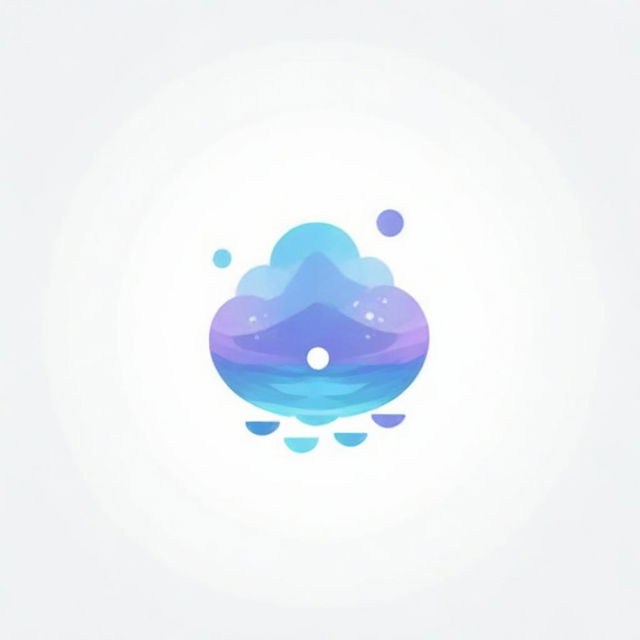 Create a soothing music-themed logo for a YouTube Channel. Include calming colors like blue and purple, musical notes floating around, and a peaceful nature element, such as a water ripple effect.