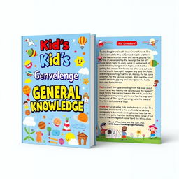 A bright and imaginative book cover design for a children's general knowledge book titled 'Kid's General Knowledge'