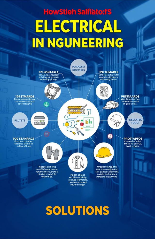 An informative and visually engaging graphic illustrating electrical safety in engineering