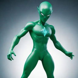 Create a bright and detailed image of Diamondhead, the crystal-like alien superhero from the Ben 10 series, striking a heroic pose