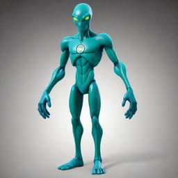 Generate a detailed image of a Petrosapien, a crystalline alien species from the Ben 10 universe, with gleaming, multi-faceted skin and hardened mineral body structure.