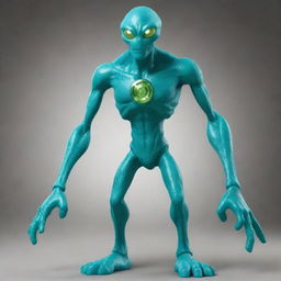 Generate a detailed image of a Petrosapien, a crystalline alien species from the Ben 10 universe, with gleaming, multi-faceted skin and hardened mineral body structure.