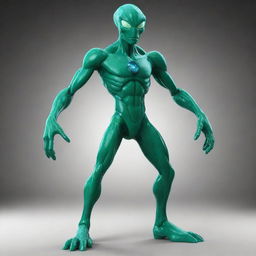 Generate a detailed image of a Petrosapien, a crystalline alien species from the Ben 10 universe, with gleaming, multi-faceted skin and hardened mineral body structure.