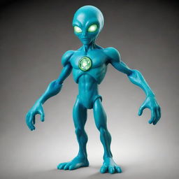 Generate a detailed image of a Petrosapien, a crystalline alien species from the Ben 10 universe, with gleaming, multi-faceted skin and hardened mineral body structure.