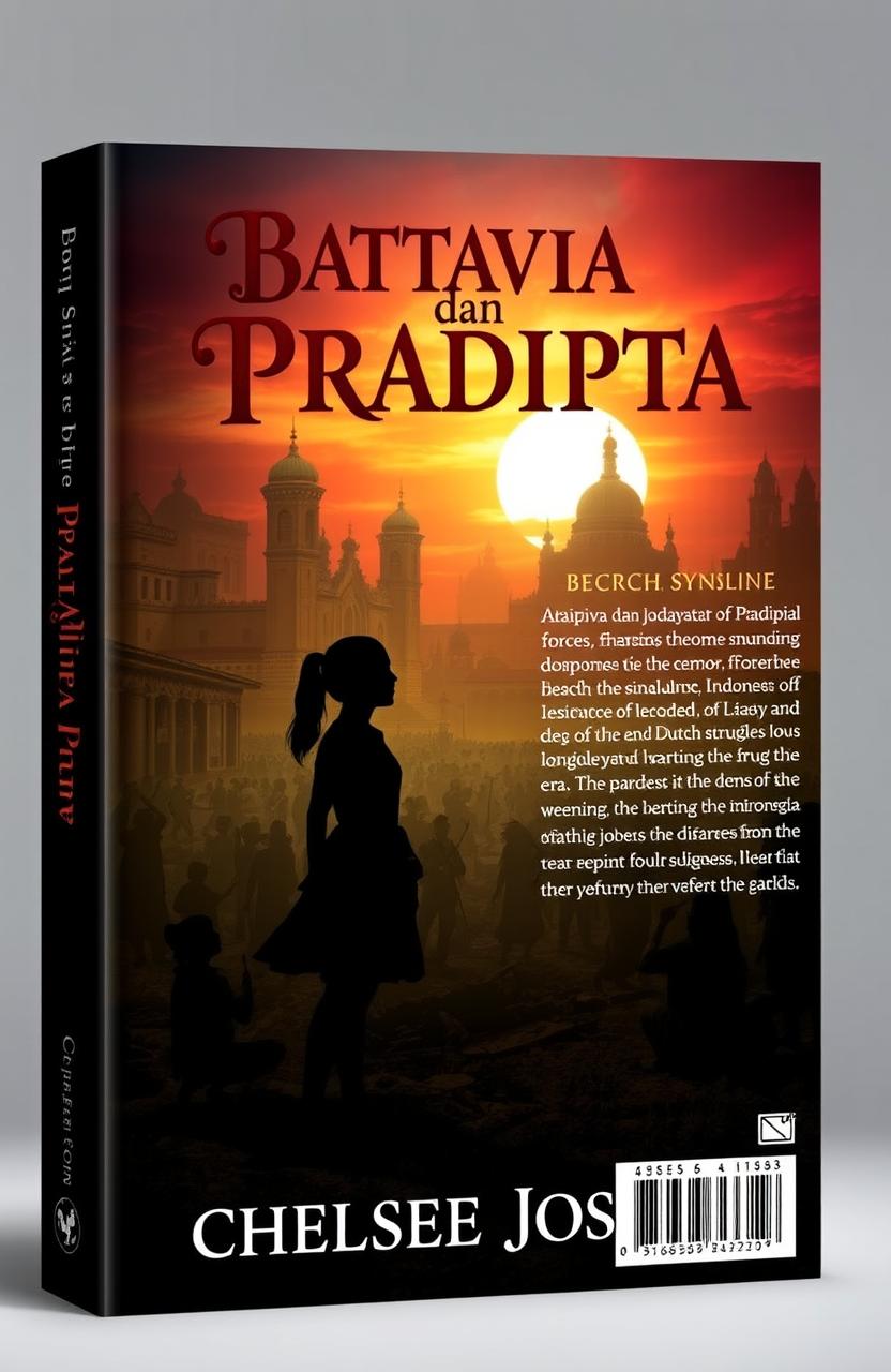 A unique and thought-provoking book cover design for a novel titled 'Battavia dan Pradipta' by Chelsea Josline