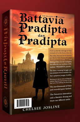 A unique and thought-provoking book cover design for a novel titled 'Battavia dan Pradipta' by Chelsea Josline