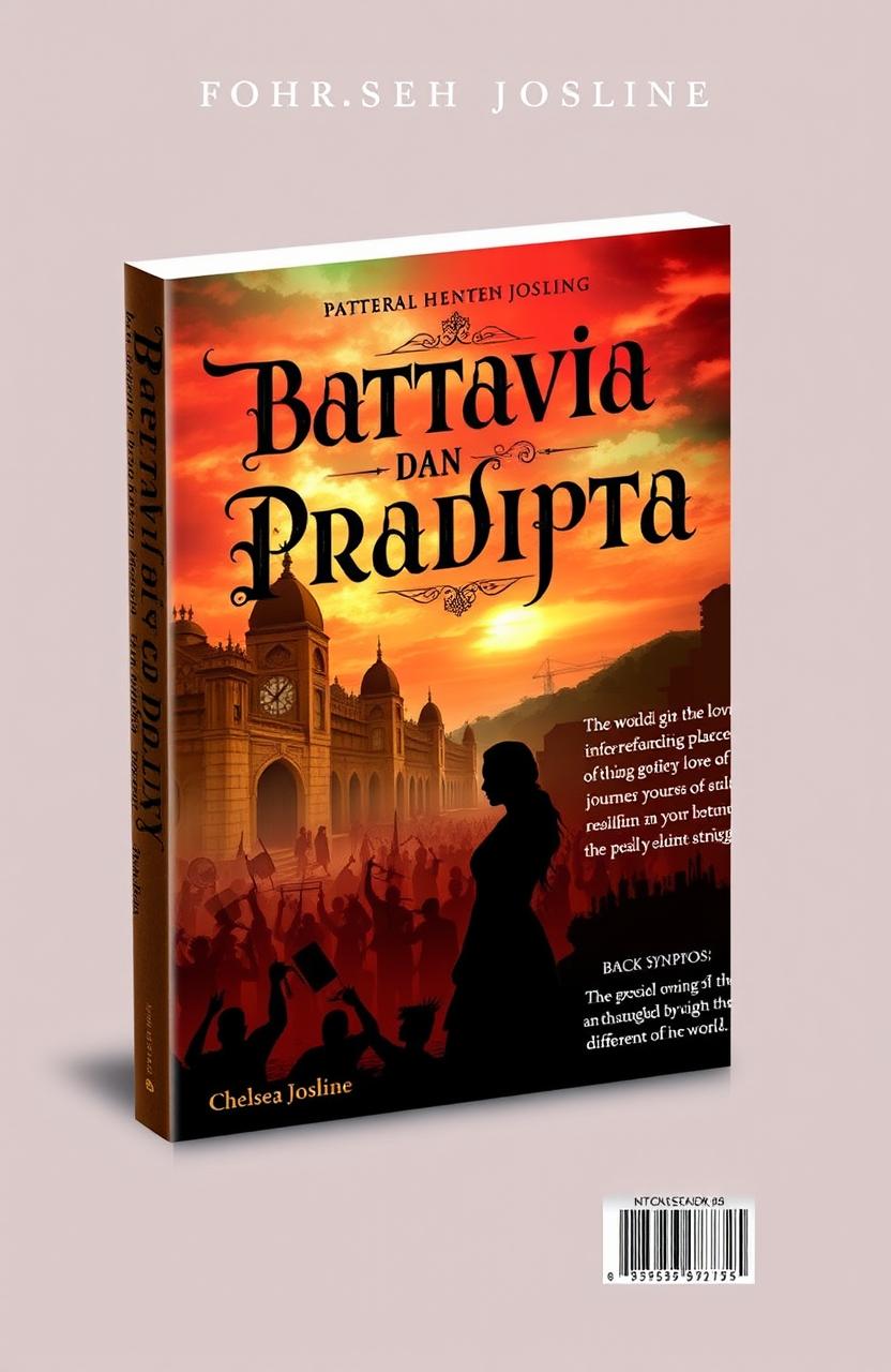 A unique and thought-provoking book cover design for a novel titled 'Battavia dan Pradipta' by Chelsea Josline