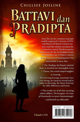 A unique and thought-provoking book cover design for a novel titled 'Battavia dan Pradipta' by Chelsea Josline