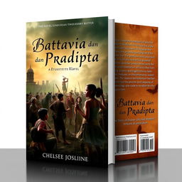 A captivating and thoughtful book cover design for a novel titled 'Battavia dan Pradipta' by Chelsea Josline