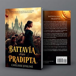 A captivating and thoughtful book cover design for a novel titled 'Battavia dan Pradipta' by Chelsea Josline