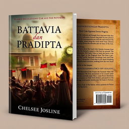 A captivating and thoughtful book cover design for a novel titled 'Battavia dan Pradipta' by Chelsea Josline