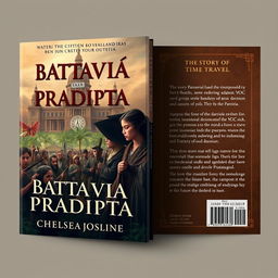 A compelling and intricate book cover design for the novel 'Battavia dan Pradipta' by Chelsea Josline
