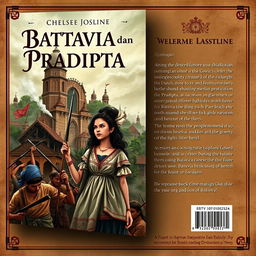 A compelling and intricate book cover design for the novel 'Battavia dan Pradipta' by Chelsea Josline