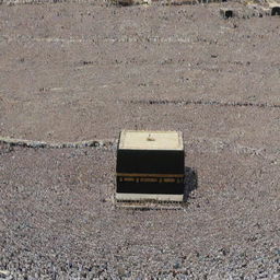 Hundreds of devoted Muslims performing Tawaf around the Ka'bah during Hajj; a testament to faith and unity, under the clear blue sky.