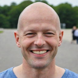 A smiling individual named Michael, with distinct characteristic of a bald spot on his head.