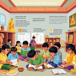 An educational environment illustrating the principles of Indian Knowledge Systems as per the National Education Policy 2020