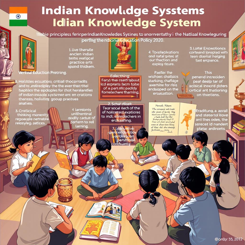 An educational environment illustrating the principles of Indian Knowledge Systems as per the National Education Policy 2020