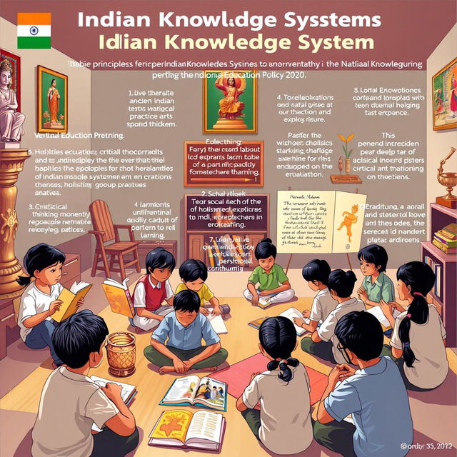 An educational environment illustrating the principles of Indian Knowledge Systems as per the National Education Policy 2020