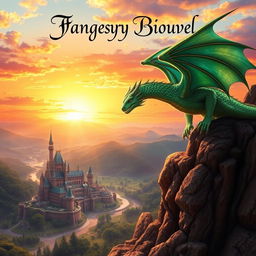 Book cover for a fantasy novel featuring a majestic dragon flying over a breathtaking landscape