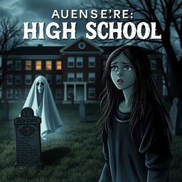 A haunting cover design featuring a high school in the background, slightly blurred to emphasize its eerie presence