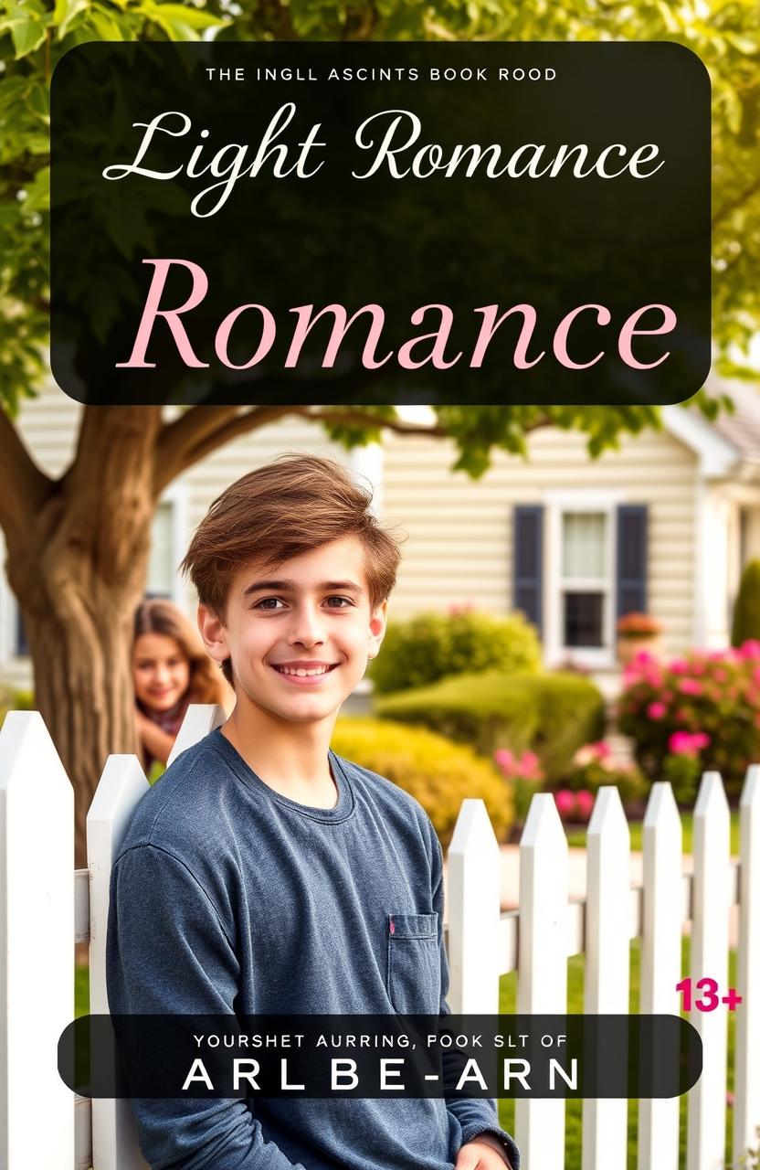 A charming book cover featuring a light romance theme set in a suburban neighborhood