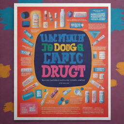 Design a striking poster featuring a powerful slogan about drug education. Incorporate vivid colors, related symbols, and engaging fonts to grab attention and make impactful messaging.