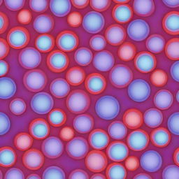 Create a unique cartoon-style image of cells transitioning in color from red to violet - echoing the rainbow spectrum, with a slight blur at the edges, resulting in a whimsical and imaginative portrayal of cellular structures.