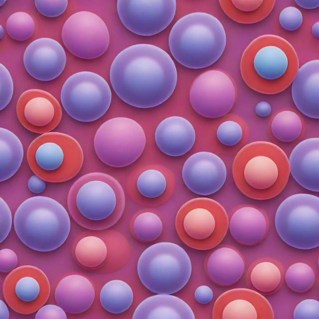 Create a unique cartoon-style image of cells transitioning in color from red to violet - echoing the rainbow spectrum, with a slight blur at the edges, resulting in a whimsical and imaginative portrayal of cellular structures.