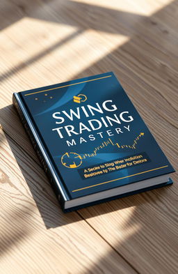 A beautifully designed hard cover book on swing trading, featuring a visually striking cover with an elegant and modern aesthetic