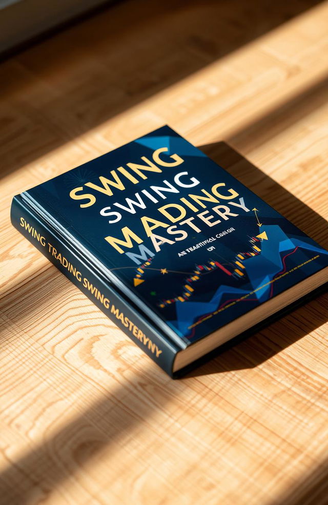 A beautifully designed hard cover book on swing trading, featuring a visually striking cover with an elegant and modern aesthetic