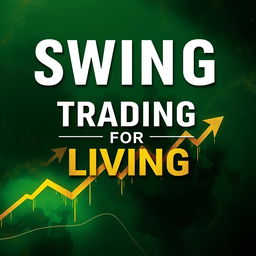 A stunning book cover for 'SWING TRADING FOR LIVING', presented in capital letters for a bold and commanding look