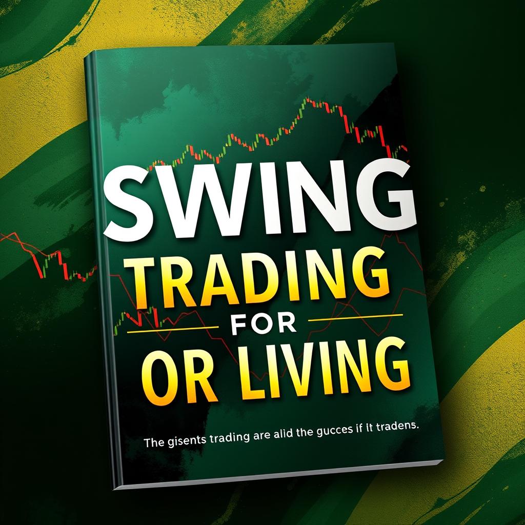 A stunning book cover for 'SWING TRADING FOR LIVING', presented in capital letters for a bold and commanding look